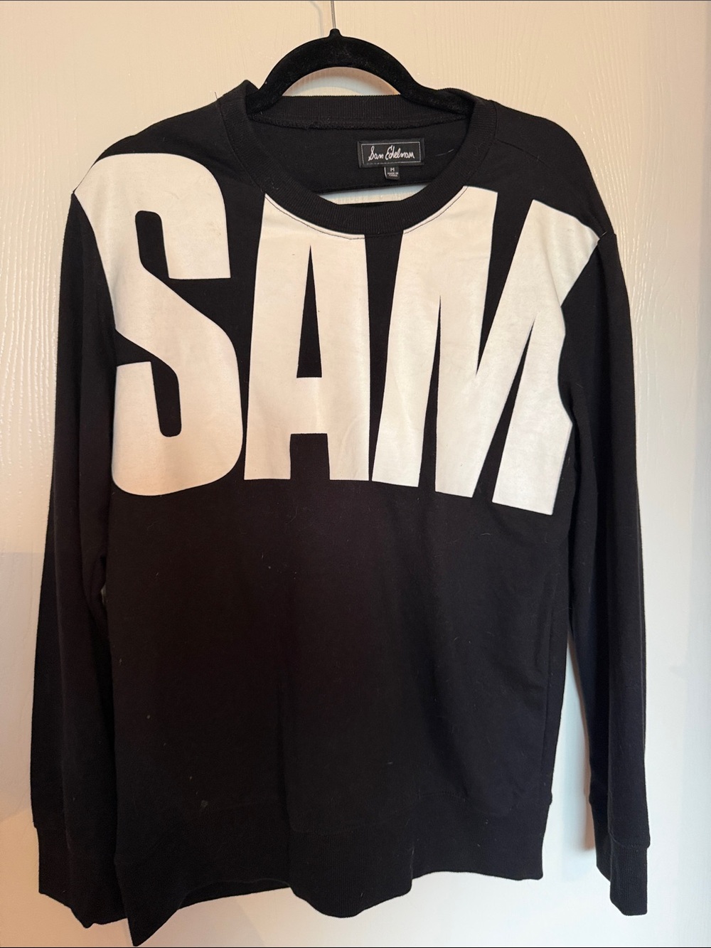 Sam Edelman Black Sweatshirt with White Script Label